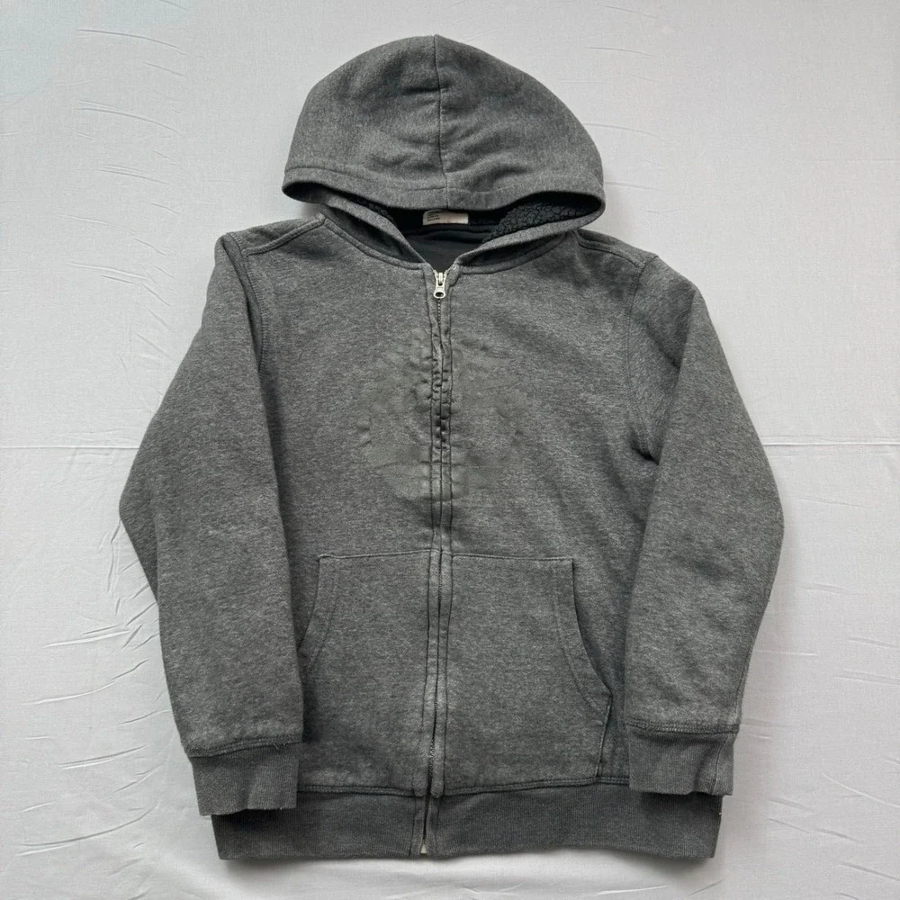 Timberland Boys Sherpa Lined Full Zip‎ Hoodie Gray Size L 14/16 Logo Sweatshirt